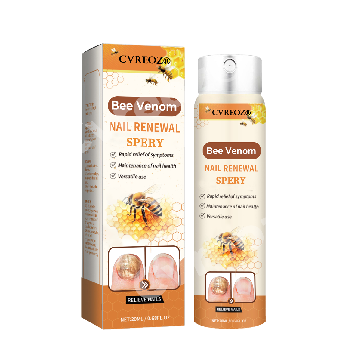 Cvreoz® Nail Renewal Spray with nano-micro needles in combination with bee venom🐝 to fight even the most stubborn fungi👊🏻