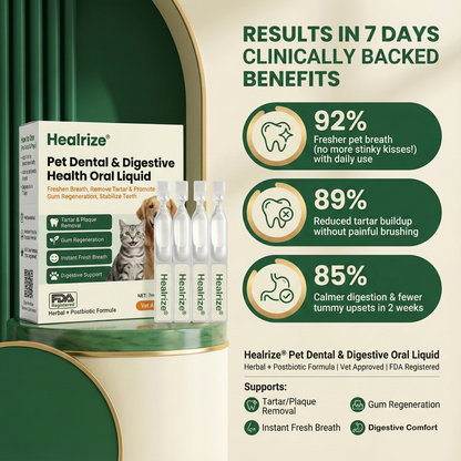 Healrize®  Pet Dental & Digestive Health Oral Liquid–Freshen Breath, Remove Tartar & Promote gum regeneration, stabilize teeth