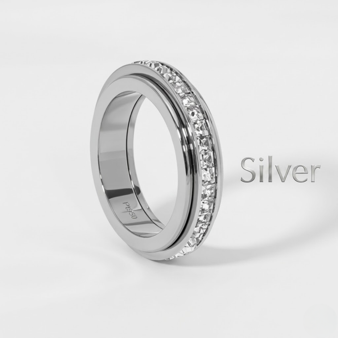 ✨ Anxiety Rings for Women and Men | Titanium Steel Spinner Fidget Band with Cubic Zirconia for Stress Relief & Wellness