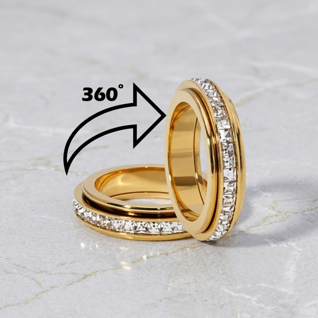 ✨ Anxiety Rings for Women and Men | Titanium Steel Spinner Fidget Band with Cubic Zirconia for Stress Relief & Wellness