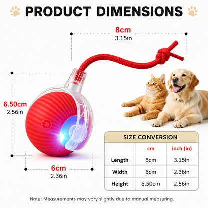 Smart Interactive Automatic Electric Rolling Moving Rechargeable Motion Activated Self Play Electronic Stimulation Chase Teaser Ball Toy with Rope for Indoor Bored Adult Cat and Dog
