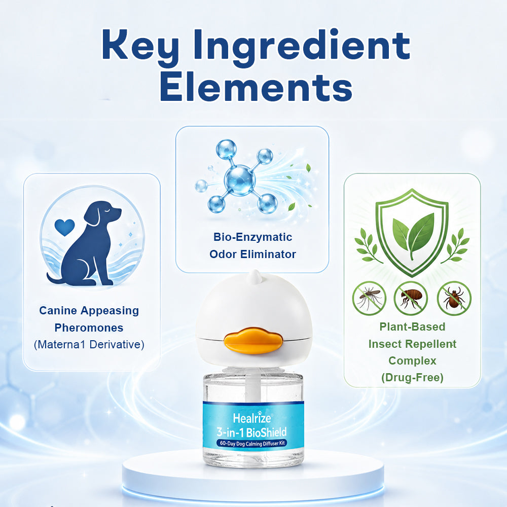 🐕Healrize®3-in-1 BioShield 60-Day Dog Calming Diffuser Kit – Anxiety Relief, Sedation Support, Odor Control & Insect Repelling