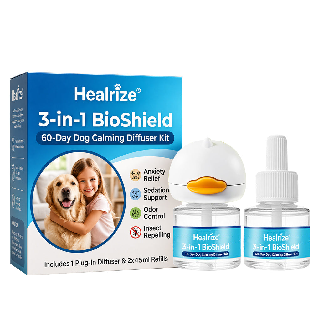 🐕Healrize®3-in-1 BioShield 60-Day Dog Calming Diffuser Kit – Anxiety Relief, Sedation Support, Odor Control & Insect Repelling