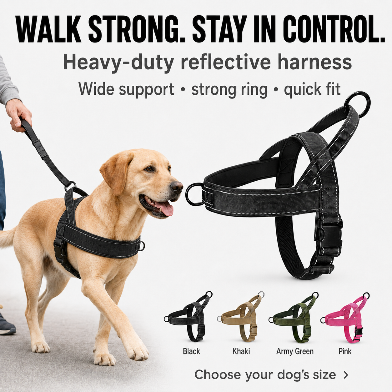 Heavy-Duty Reflective Dog Harness