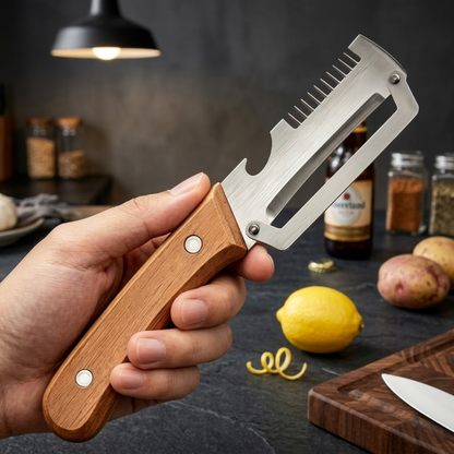 💖𝙎𝙥𝙚𝙘𝙞𝙖𝙡 𝙋𝙧𝙤𝙢𝙤𝙩𝙞𝙤𝙣💖 MCOIKY® 2-in-1 Stainless Steel Vegetable Peeler with Wooden Handle & Bottle Opener
