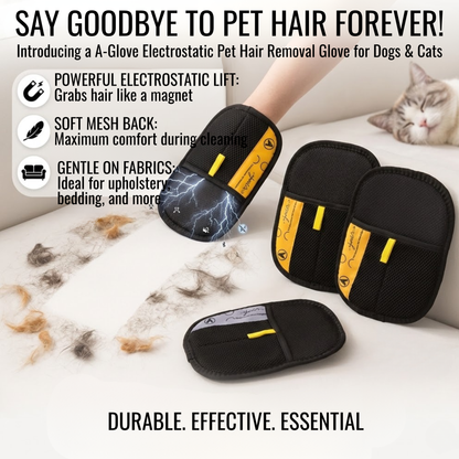 Electrostatic Pet Hair Removal Glove | Reusable Multi-Surface Fur Sweeper