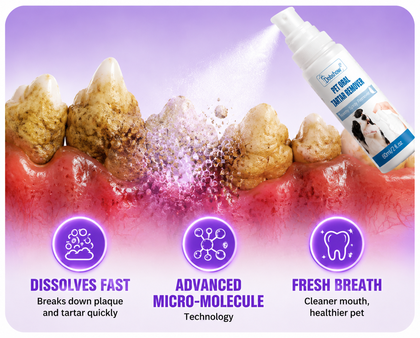 Dobshow® 3-in-1 Pet Dental Care Spray- Keep Dog Breath Fresh and Teeth Clean, Supports Gum Health🐶🐱 (Copy)