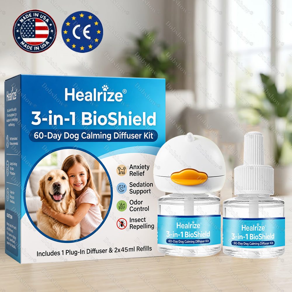🐕Healrize®3-in-1 BioShield 60-Day Dog Calming Diffuser Kit – Anxiety Relief, Sedation Support, Odor Control & Insect Repelling