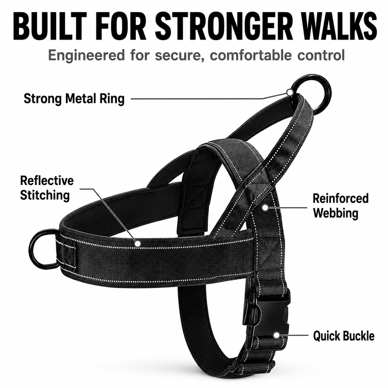 Heavy-Duty Reflective Dog Harness