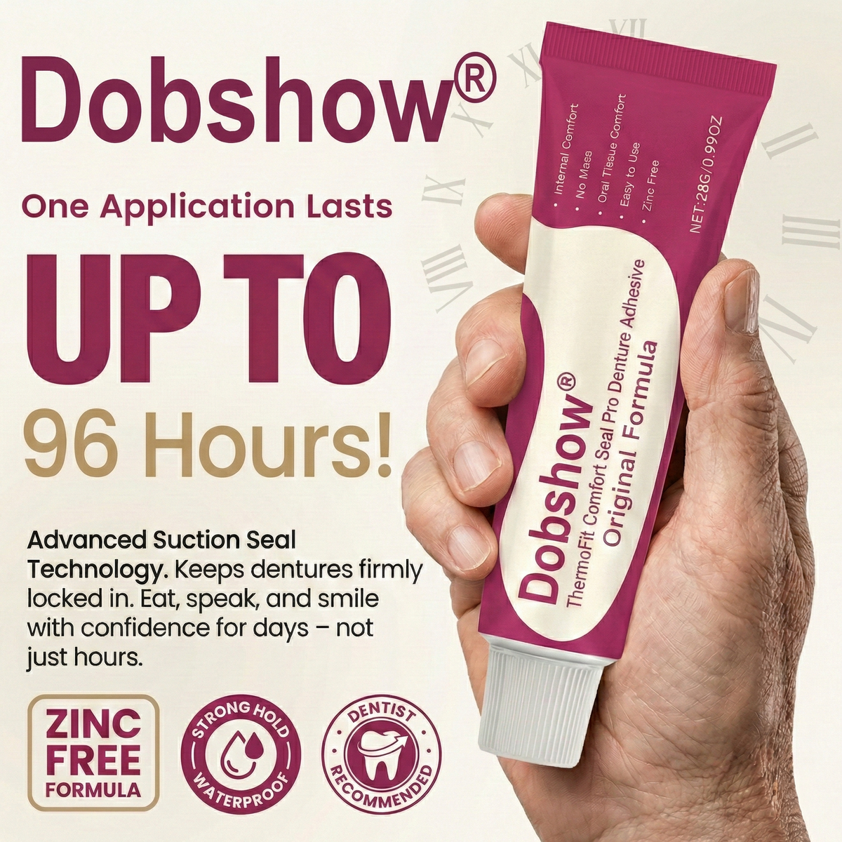 ✨𝙇𝙞𝙢𝙞𝙩𝙚𝙙-𝙏𝙞𝙢𝙚 𝙊𝙛𝙛𝙚𝙧 | Dobshow® ThermoFit Comfort Seal Pro Denture Adhesive🔥 FDA Certified (Clinically Proven 4-Day Hold for Secure, Comfortable & Zinc-Free Denture Fit 🦷)