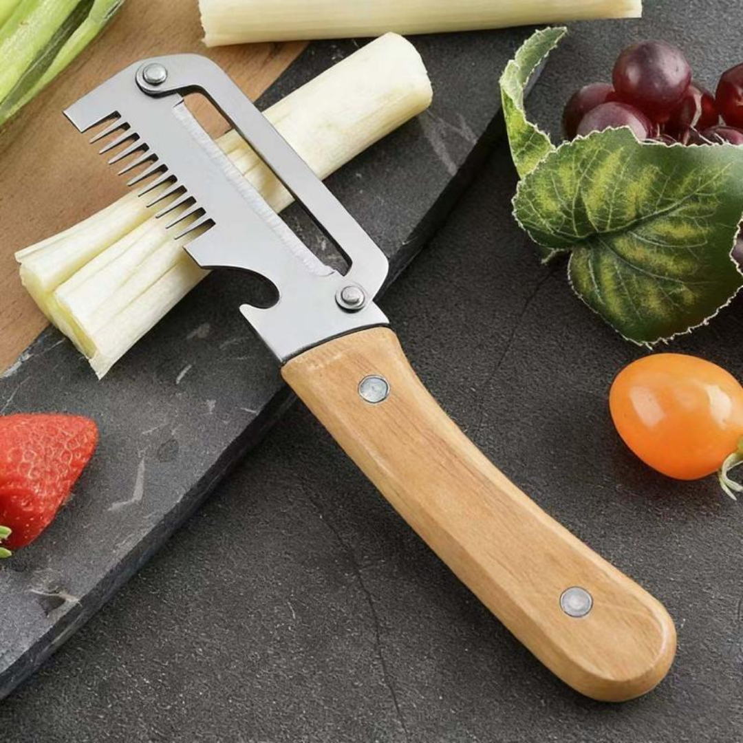 💖𝙎𝙥𝙚𝙘𝙞𝙖𝙡 𝙋𝙧𝙤𝙢𝙤𝙩𝙞𝙤𝙣💖 MCOIKY® 2-in-1 Stainless Steel Vegetable Peeler with Wooden Handle & Bottle Opener