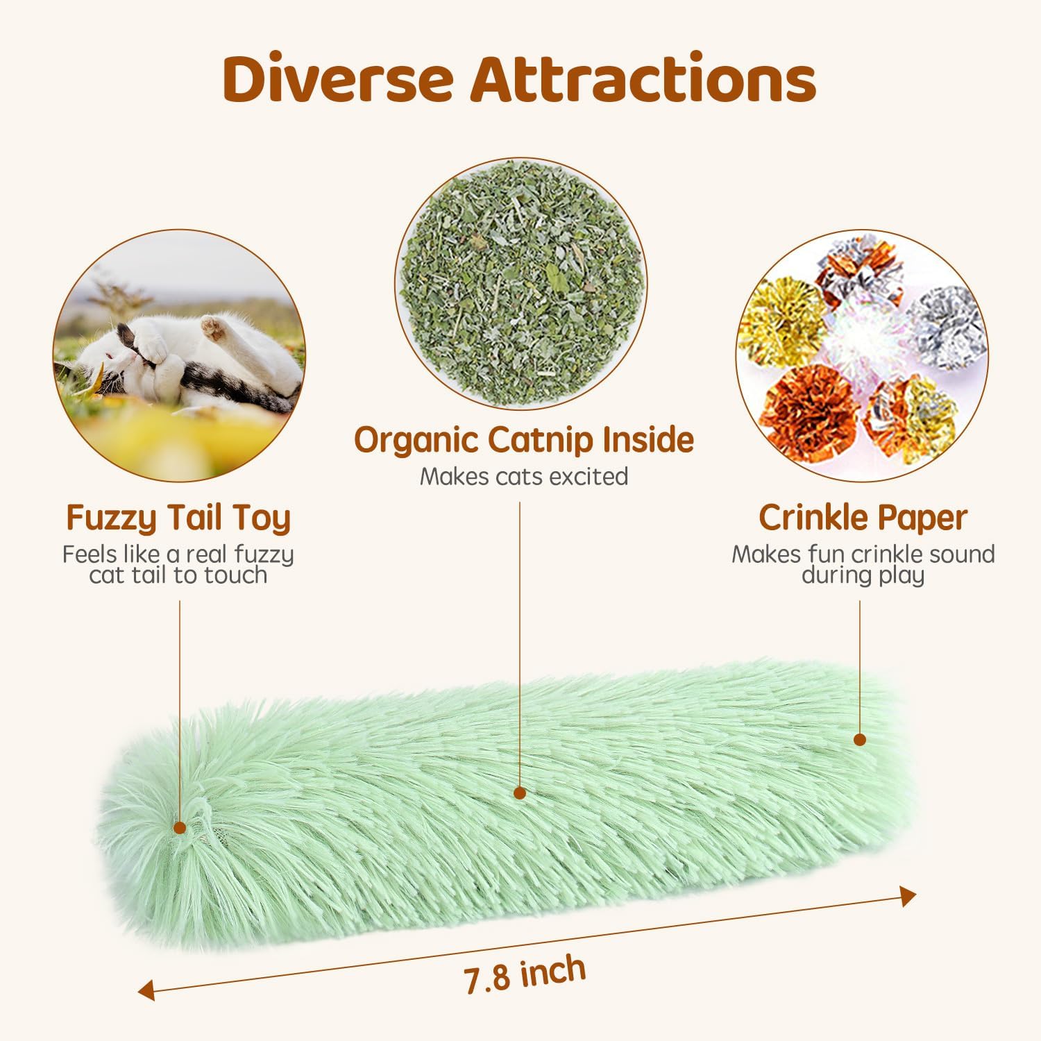 Catnip Crinkle Kicker Toy Pillow