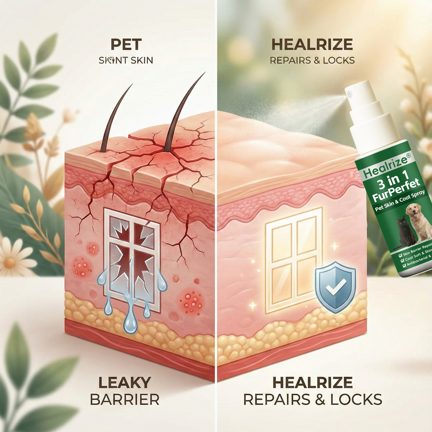 🔥 𝙉𝙚𝙬 𝙔𝙚𝙖𝙧 𝙎𝙖𝙡𝙚 🔥  Healrize® 3 in 1 FurPerfect Pet Skin & Coat Spray