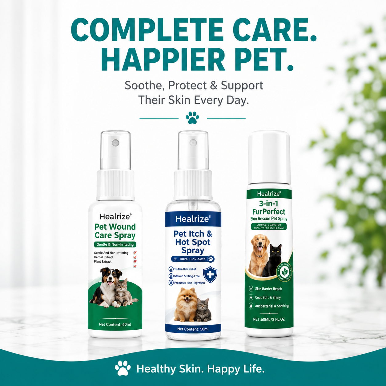 The Ultimate Healrize® 3-in-1 Complete Pet Skin & Coat Care Bundle