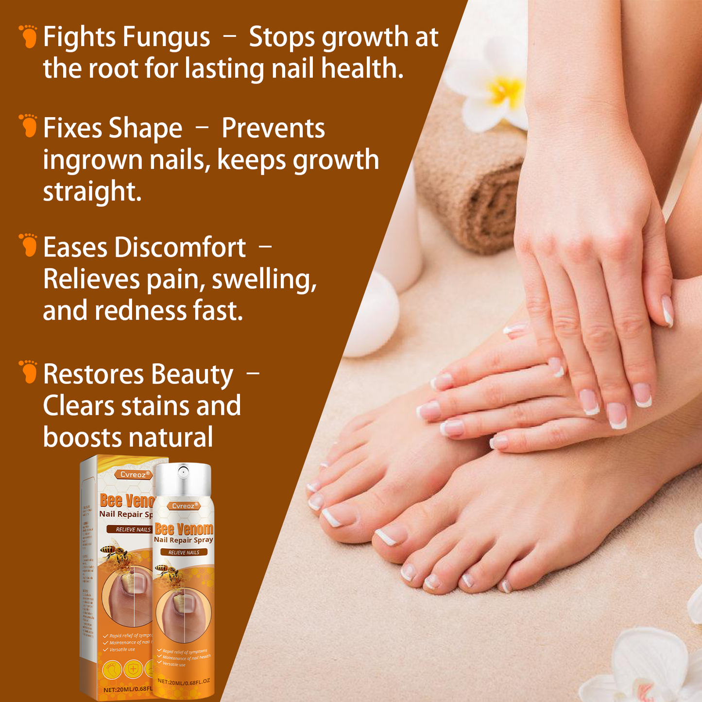 Cvreoz® Bee Venom Nail Repair Spray-Fast Relief for Fungal & Damaged Nails🌿